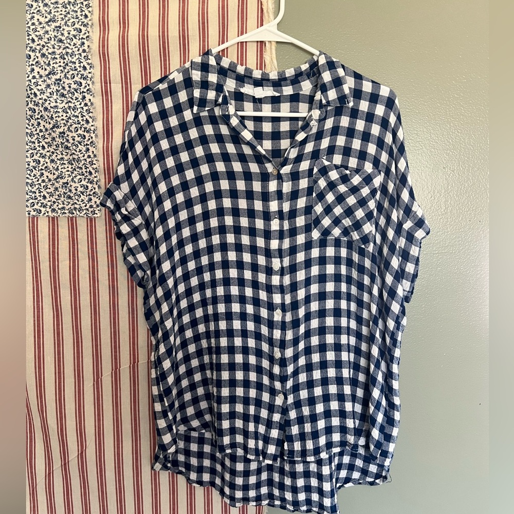 Blue and White plaid button down